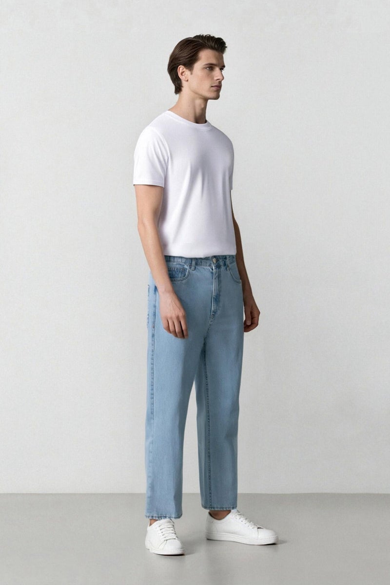 DeFacto Blue Man 90's Slim Fit High Waist Skinny Leg Jeans Casual - Image 3